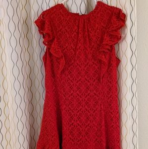 Julia Jordan Red Ruffle and Lace Dress
